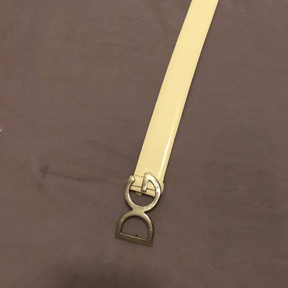 Cream colored leather belt